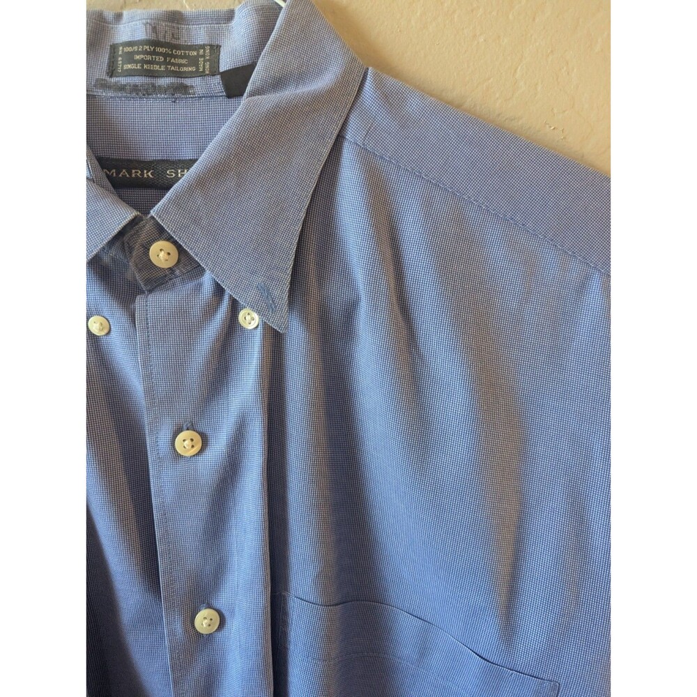 Mark Shale Men's Shirt Blue‎ Size 15.5 34 Single Needle Tailoring Designer